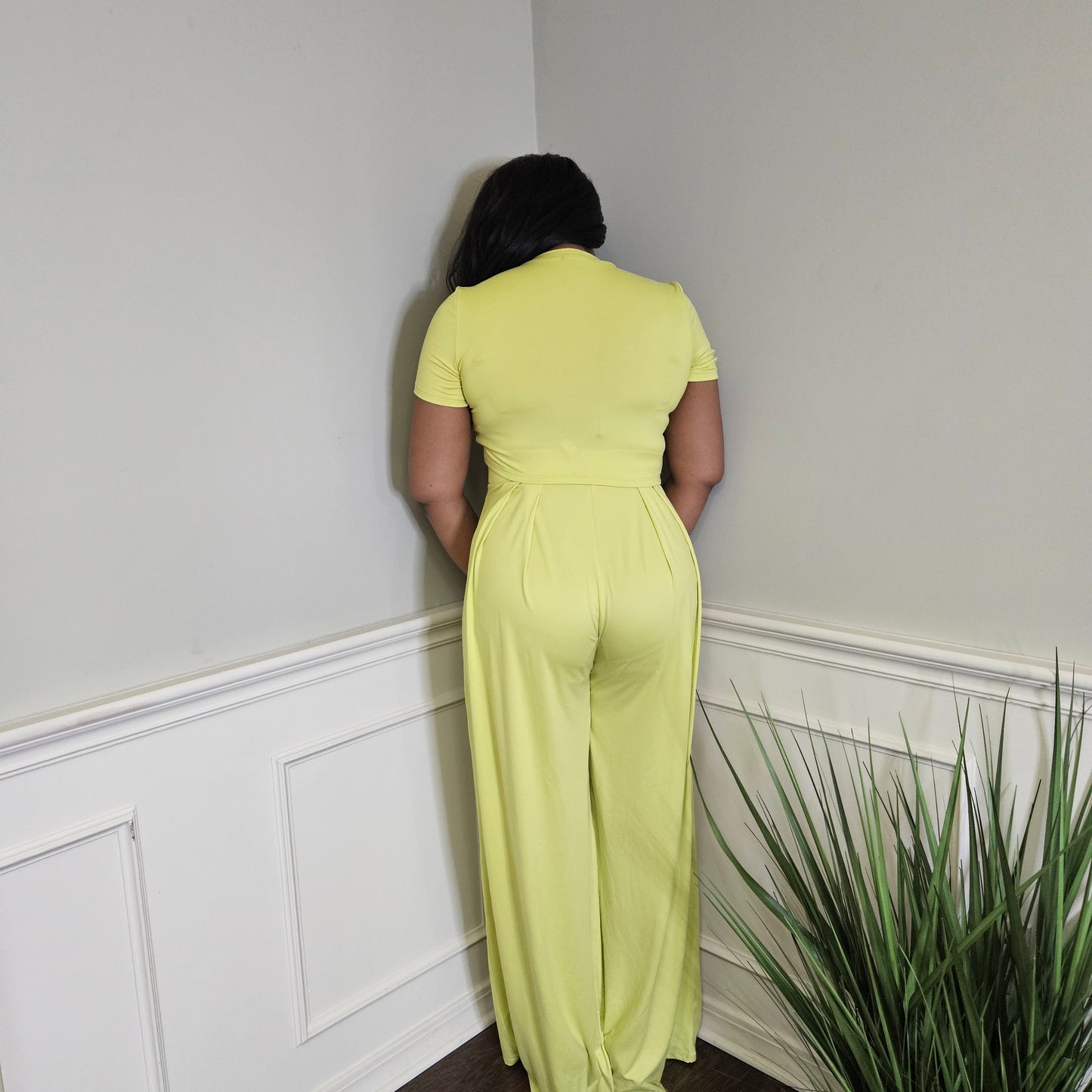 Crop Top and Wide Leg Palazzo Pants Set