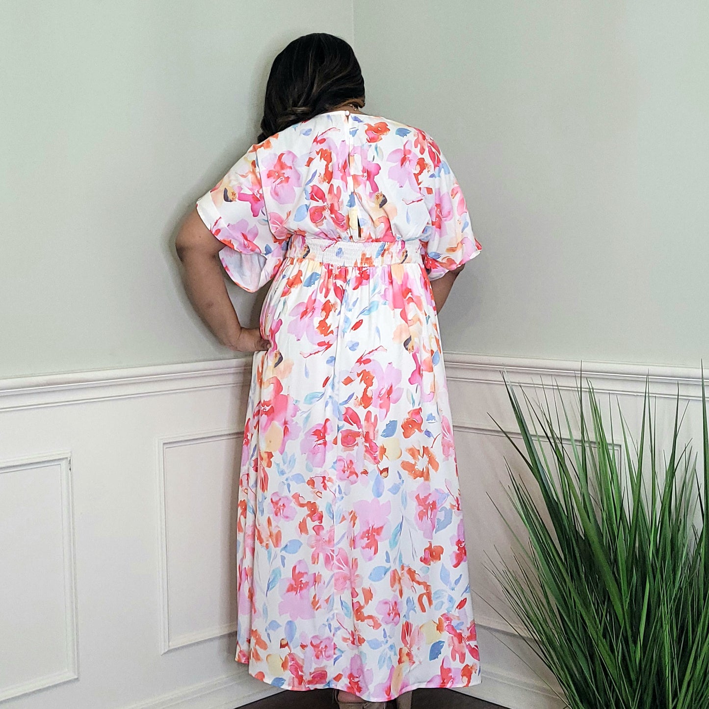 Tropical Floral Print Boho Maxi Dress