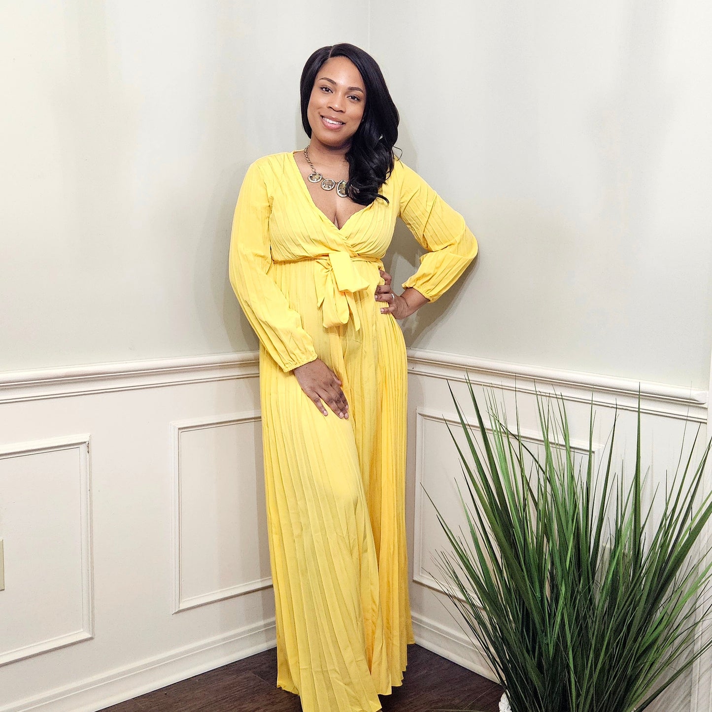 Pleated Wide Leg Jumpsuit